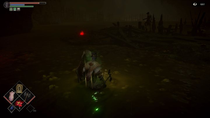 Przebywanie w bagnie powodować będzie, że Wasza postać po chwili zostanie zatruta - Demons Souls Remake: Bagno smutku (5-2) - solucja, opis przejścia - Demons Souls Remake - poradnik do gry