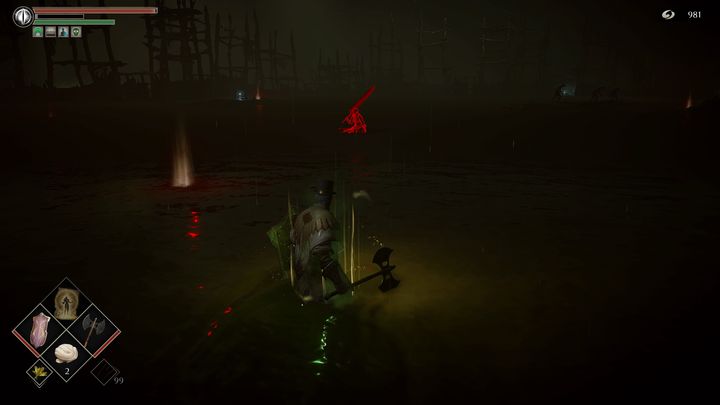 Po tamtej stronie bagna znajduje się jednak czerwony Fantom, który zaatakuje Waszą postać, jeśli tylko zbliżycie się do niego - Demons Souls Remake: Bagno smutku (5-2) - solucja, opis przejścia - Demons Souls Remake - poradnik do gry