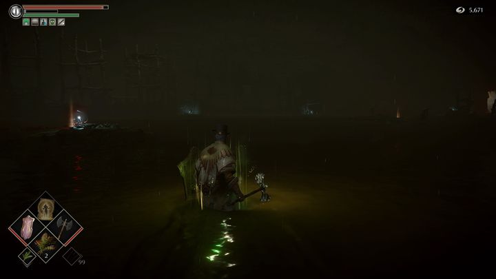 Inne przedmioty, które staną się dostępne do podniesienia po pokonaniu lub uniknięciu czerwonego Fantoma, to między innymi Pierścień Kota, materiały do ulepszenia broni oraz czarna sosna, która pozwoli na nałożenie efektu ognia na broń - Demons Souls Remake: Bagno smutku (5-2) - solucja, opis przejścia - Demons Souls Remake - poradnik do gry