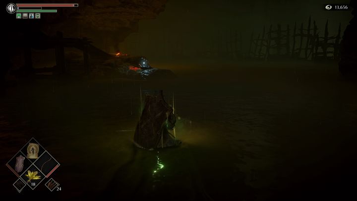 Po lewej stronie znajduje się bagno, jednakże musicie przez nie przejść, aby wykonać zadanie związane z ślimakami - Demons Souls Remake: Bagno smutku (5-2) - solucja, opis przejścia - Demons Souls Remake - poradnik do gry