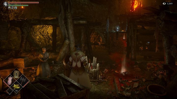 Po przejściu przez mgłę idźcie kawałek dalej, a spotkacie kolejny raz Brudną Kobietę, która oferuje przedmioty do kupna - Demons Souls Remake: Bagno smutku (5-2) - solucja, opis przejścia - Demons Souls Remake - poradnik do gry