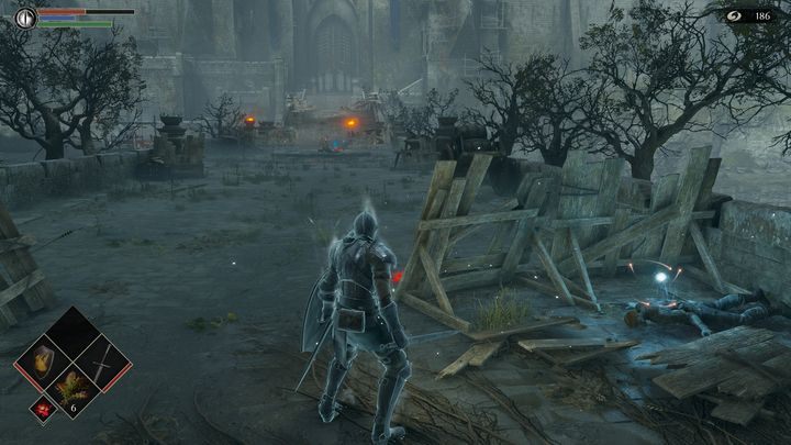 Po pojawieniu się przy Klińcu, udajcie się do tyłu w stronę bramy - Demons Souls Remake: Bramy Boletarii (1-1) - solucja, opis przejścia - Demons Souls Remake - poradnik do gry