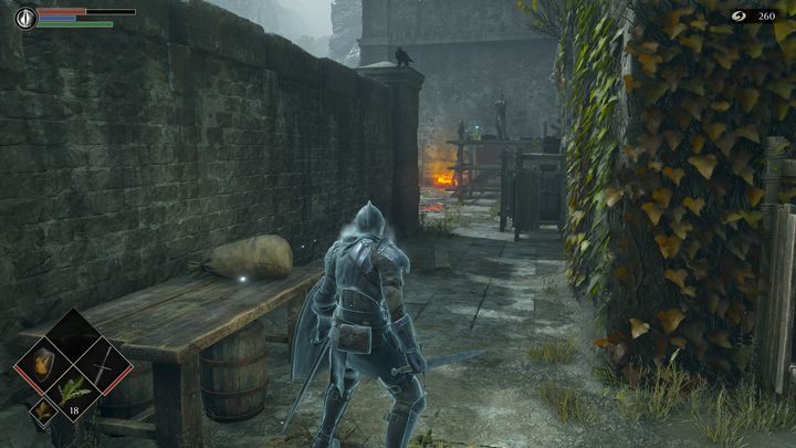 Idąc właśnie tam, napotkacie przeciwnika z ognistym mieczem - Demons Souls Remake: Bramy Boletarii (1-1) - solucja, opis przejścia - Demons Souls Remake - poradnik do gry