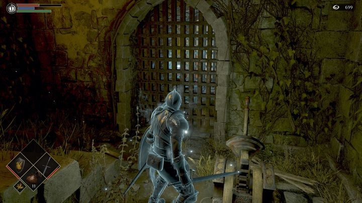 Będąc na samym dole i pokonując przeciwników, podejdźcie do dźwigni i wejdźcie z nią w interakcję - Demons Souls Remake: Bramy Boletarii (1-1) - solucja, opis przejścia - Demons Souls Remake - poradnik do gry