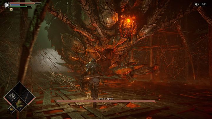 Walka w zwarciu z bossem jest o wiele szybszą metodą pokonania go, jednakże bardziej niebezpieczną - Demons Souls Remake: Pancerny Pająk - boss, jak pokonać? - Demons Souls Remake - poradnik do gry
