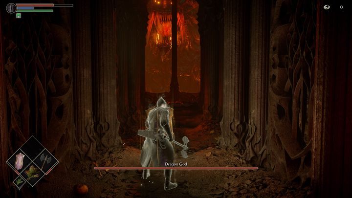 Waszym jedynym zadaniem jest unikanie jego ciosów, biegnięcie do dwóch katapult, które zadadzą obrażenia bossowi, a następnie wykańczacie go własnymi rękoma - Demons Souls Remake: Smoczy Bóg - boss, jak pokonać? - Demons Souls Remake - poradnik do gry