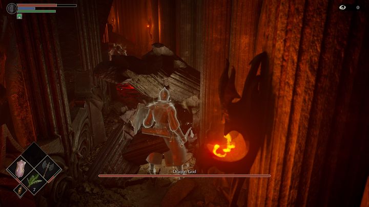 Chowając się za filarem, obserwujcie oczy bossa - Demons Souls Remake: Smoczy Bóg - boss, jak pokonać? - Demons Souls Remake - poradnik do gry