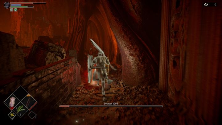 Zamiast schodzić na dół, idźcie górą na wprost, podniesiecie dzięki temu pierścień mistrza - Demons Souls Remake: Smoczy Bóg - boss, jak pokonać? - Demons Souls Remake - poradnik do gry