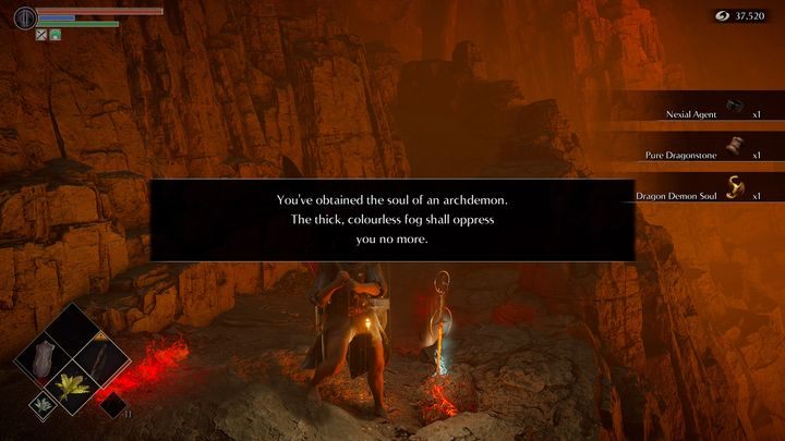 Gdy pokonacie bossa, pojawi się komunikat, że gęsta mgła zniknie - Demons Souls Remake: Smoczy Bóg - boss, jak pokonać? - Demons Souls Remake - poradnik do gry