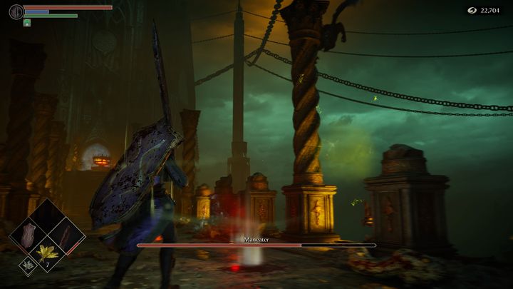 Gdy boss zacznie wzlatywać w górę, cierpliwie czekajcie na moment, w którym zaatakuje, wykonajcie unik, a następnie przejdźcie do ofensywy - Demons Souls Remake: Ludojad - boss, jak pokonać? - Demons Souls Remake - poradnik do gry