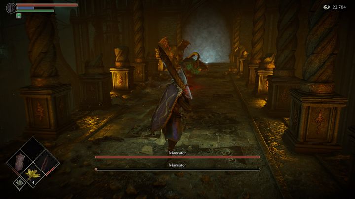 Jeśli odetniecie mu ogon, nie będzie w stanie skorzystać z groźnego, magicznego ataku, który polega na wystrzeleniu trzech kul podążających za Waszą postacią - Demons Souls Remake: Ludojad - boss, jak pokonać? - Demons Souls Remake - poradnik do gry