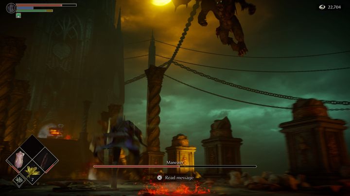 W momencie, gdy boss będzie blisko Was, jednakże nadal w powietrzu, korzystajcie z okazji i strzelajcie do niego wszystkim, co posiadacie - Demons Souls Remake: Ludojad - boss, jak pokonać? - Demons Souls Remake - poradnik do gry