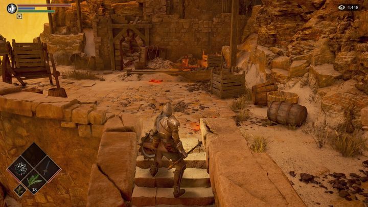 Na górze znajdziecie kupca, u którego możecie kupić chociażby podstawowe materiały potrzebne do ulepszenia swoich broni i tarcz - Demons Souls Remake: Kuźnie (2-1) - solucja, opis przejścia - Demons Souls Remake - poradnik do gry