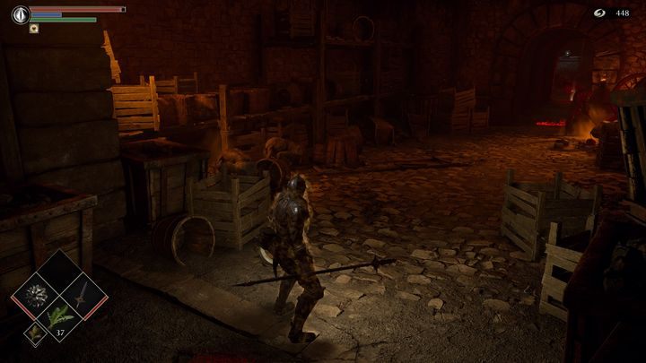 Po lewej stronie, za skrzynkami znajduje się kilku przeciwników - Demons Souls Remake: Kuźnie (2-1) - solucja, opis przejścia - Demons Souls Remake - poradnik do gry