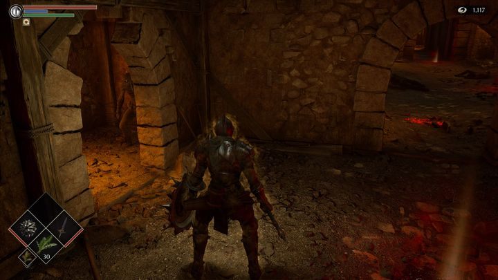 Wchodząc do tego pomieszczenia, po prawej stronie uważajcie na schowanego wroga, który zaatakuje Was w momencie, gdy przejdziecie przez przejście - Demons Souls Remake: Kuźnie (2-1) - solucja, opis przejścia - Demons Souls Remake - poradnik do gry