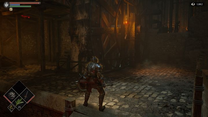 Teraz udajcie się w górę po schodach, w stronę koła wodnego - Demons Souls Remake: Kuźnie (2-1) - solucja, opis przejścia - Demons Souls Remake - poradnik do gry