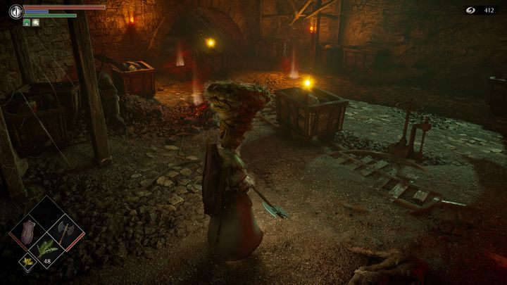 Pierwszym zagrożeniem będą wagoniki emanujące żółtym światłem - Demons Souls Remake: Miasto tuneli (2-2) - solucja, opis przejścia - Demons Souls Remake - poradnik do gry