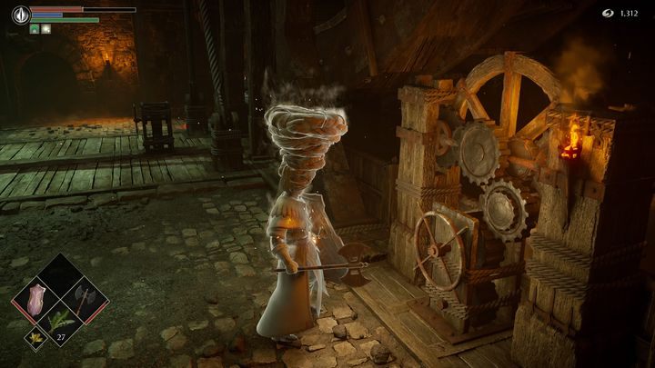 W tym pomieszczeniu znajduje się winda, która prowadzi na niższy poziom - Demons Souls Remake: Miasto tuneli (2-2) - solucja, opis przejścia - Demons Souls Remake - poradnik do gry
