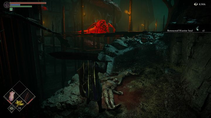 Na pomoście, po prawej stronie, znajduje się ścieżka, która prowadzi na górę - Demons Souls Remake: Górna Latria (3-2) - solucja, opis przejścia - Demons Souls Remake - poradnik do gry