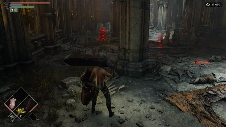 Jeden z fantomów walczy za pomocą tarczy, jest on całkiem wytrzymały oraz posiada potężne ataki, jednakże jest bardzo powolny - Demons Souls Remake: Wieża Króla (1-4) - solucja, opis przejścia - Demons Souls Remake - poradnik do gry