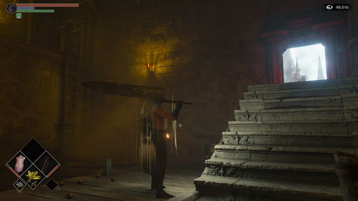 Na górze po lewej stronie znajduje się drabina, która prowadzi do zamkniętych drzwi - Demons Souls Remake: Wieża Króla (1-4) - solucja, opis przejścia - Demons Souls Remake - poradnik do gry