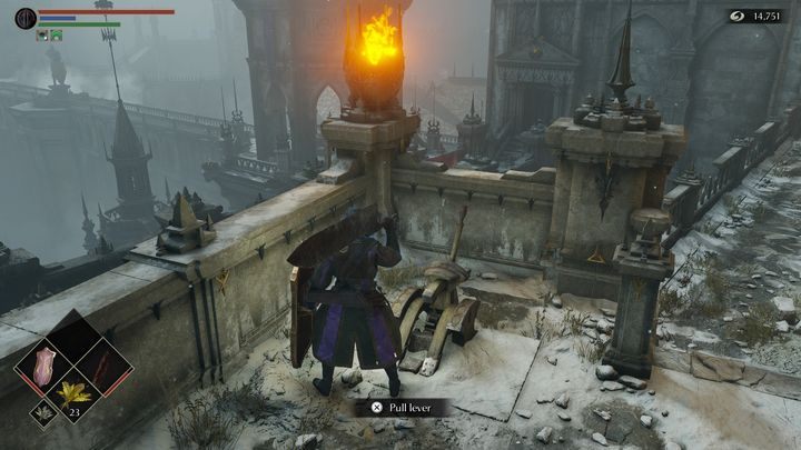 Aby odblokować drzwi, skorzystajcie z dźwigni, która znajduje się niedaleko - Demons Souls Remake: Wieża Króla (1-4) - solucja, opis przejścia - Demons Souls Remake - poradnik do gry