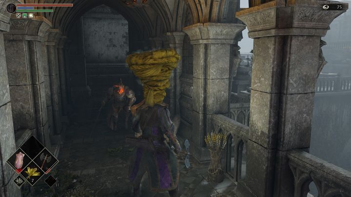 Po przejściu przez mgłę idźcie przed siebie, jednak uważajcie na rycerza - Demons Souls Remake: Wewnętrzny Dziedziniec (1-3) - solucja, opis przejścia - Demons Souls Remake - poradnik do gry