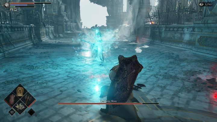 Na co najbardziej powinniście uważać, to na jego atak, wysysacz dusz - Demons Souls Remake: Stary Król Allant - boss, jak pokonać? - Demons Souls Remake - poradnik do gry