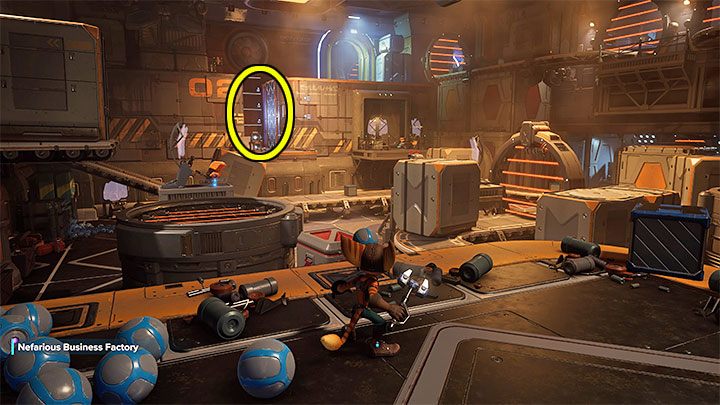 Złotą śrubkę możecie znależć w fabryce, która sąsiaduje z targowiskiem i której zbadanie jest opcjonalnym celem misji - Ratchet & Clank Rift Apart: Nefarious City - znajdźki, lista wszystkich, mapa - Ratchet & Clank Rift Apart - poradnik do gry