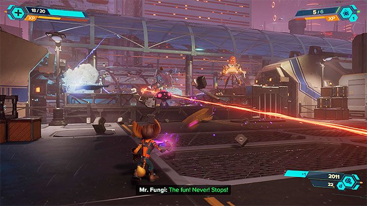 Szpiegobota znajdziecie na samym końcu przeprawy przez fabrykę sąsiadującą z targowiskiem i będącą opcjonalnym celem misji - Ratchet & Clank Rift Apart: Nefarious City - znajdźki, lista wszystkich, mapa - Ratchet & Clank Rift Apart - poradnik do gry