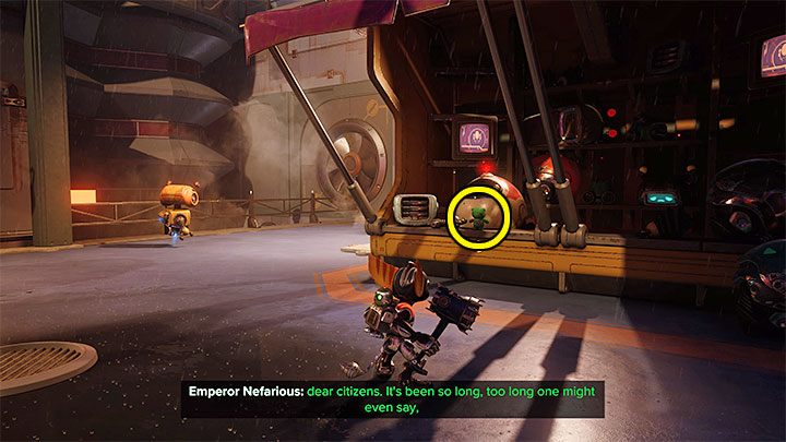 Misia odnajdziecie na straganie niedaleko opisanej powyżej kieszeni wymiarowej - Ratchet & Clank Rift Apart: Nefarious City - znajdźki, lista wszystkich, mapa - Ratchet & Clank Rift Apart - poradnik do gry