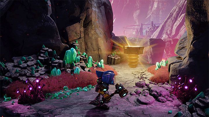 Rozejrzyjcie się po okolicy za miejscem do rozpoczęcia wspinaczki - Ratchet & Clank Rift Apart: Blizar Prime - znajdźki, lista wszystkich, mapa - Ratchet & Clank Rift Apart - poradnik do gry