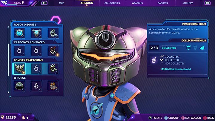 Fragmenty pancerza Lombaksa Gwardzisty gwarantują bonus do ilości gromadzonego rarytanium - Ratchet & Clank Rift Apart: Torren IV - znajdźki, lista wszystkich, mapa - Ratchet & Clank Rift Apart - poradnik do gry
