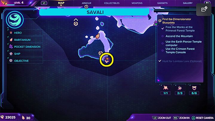Misia odnajduje się na wyspie zlokalizowanej na południowym krańcu mapy - Ratchet & Clank Rift Apart: Misie/CraiggerBear - lista pluszowych misiów - Ratchet & Clank Rift Apart - poradnik do gry