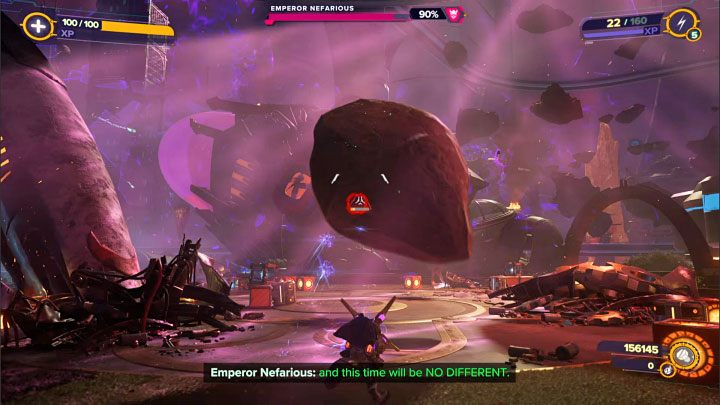 Imperator Nefarious skorzysta też z ataków dystansowych - Ratchet & Clank Rift Apart: Imperator Nefarious, Finałowy boss - jak pokonać? - Ratchet & Clank Rift Apart - poradnik do gry