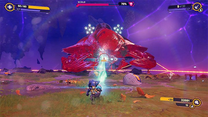 Troponoga Skolopendra dysponuje podobnym zestawem ataków do zwykłej Troponogi - Ratchet & Clank Rift Apart: Arena, Srebrny puchar - solucja, wszystkie walki - Ratchet & Clank Rift Apart - poradnik do gry