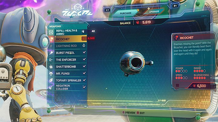 Rykoszet kosztuje 6500 śrubek - Ratchet & Clank Rift Apart: Bronie - lista - Ratchet & Clank Rift Apart - poradnik do gry