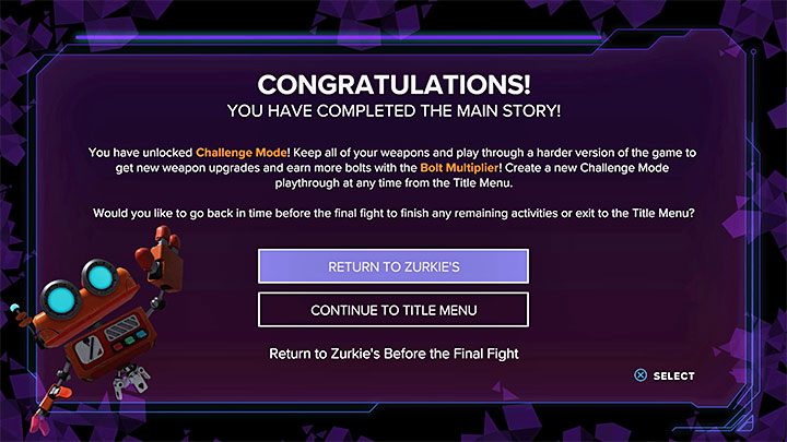 Po tym jak pokonacie końcowego bossa gra pozwoli Wam powrócić do baru Zurkiego i odtworzyć stan sprzed finału - Ratchet & Clank Rift Apart: Punkt bez powrotu - czy jest? - Ratchet & Clank Rift Apart - poradnik do gry