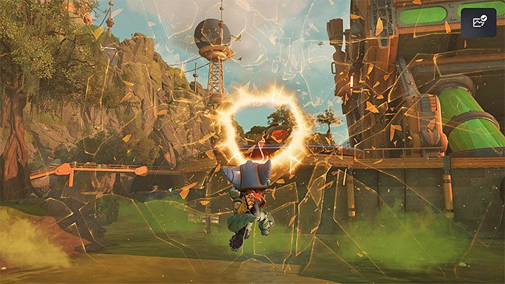 Pasek zdrowia bohatera wyświelany jest w lewym górnym rogu ekranu, ale tylko na czas staczania walk - Ratchet & Clank Rift Apart: Leczenie - jak odzyskiwać zdrowie? - Ratchet & Clank Rift Apart - poradnik do gry