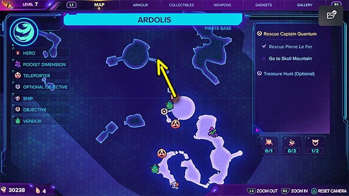 Pozyskanie gadżetu zwanego Mapotronem jest niestety możliwe dopiero jak bardzo wyraźnie awansujecie w grze i dotrzecie na planetę Ardolis, na której głównym zadaniem bohaterów jest odnalezienie i uratowanie Kapitana Quantum - Ratchet & Clank Rift Apart: Lokalizator znajdziek/Mapotron - jak zdobyć? - Ratchet & Clank Rift Apart - poradnik do gry