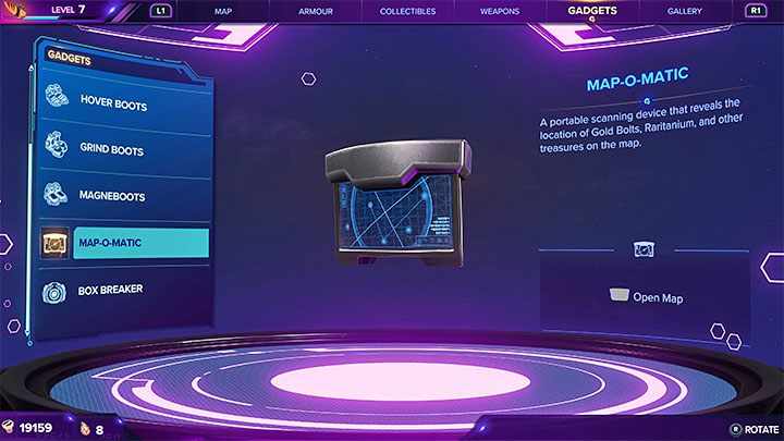 Mapotron to unikalny gadżet, którego działanie polega na zaznaczaniu najważniejszych sekretów na mapie - Ratchet & Clank Rift Apart: Lokalizator znajdziek/Mapotron - jak zdobyć? - Ratchet & Clank Rift Apart - poradnik do gry