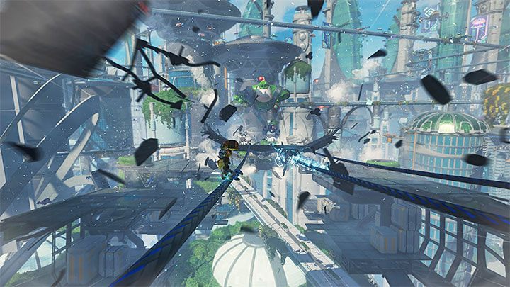 Pościg za Nefariousem rozpocznie się tuż po wyświetleniu pierwszej scenki przerywnikowej z jego udziałem - Ratchet & Clank Rift Apart: Pościg za doktorem Nefariousem - solucja - Ratchet & Clank Rift Apart - poradnik do gry