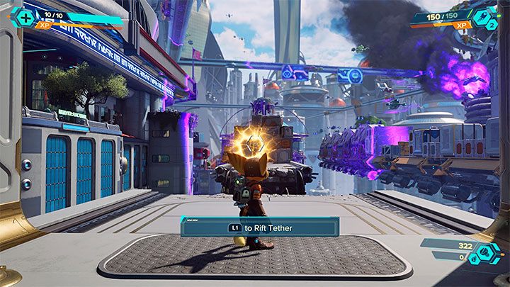 Przy próbie przejścia po moście załączy się cut-scenka z pojawienia się Dr - Ratchet & Clank Rift Apart: Pościg za doktorem Nefariousem - solucja - Ratchet & Clank Rift Apart - poradnik do gry