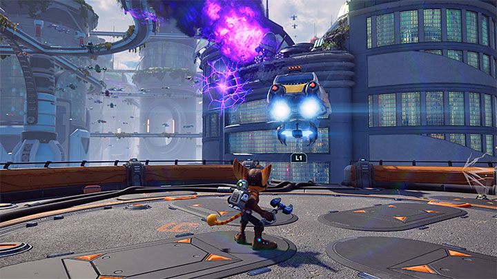 Możecie wznowić przemarsz, który zakłada rozprawienie się z nową grupą przeciwników - Ratchet & Clank Rift Apart: Pościg za doktorem Nefariousem - solucja - Ratchet & Clank Rift Apart - poradnik do gry