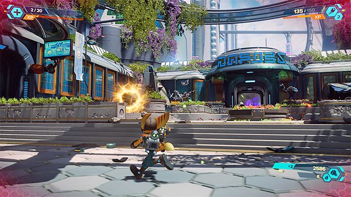 W nowej części stacji ponownie spotkacie Panią Zurkon i jest to dobra okazja do zakupienia jednej ze wspomnianych wcześniej dwóch broni jeśli poprzednio nie mieliście dostatecznej ilości śrubek - Ratchet & Clank Rift Apart: Pościg za doktorem Nefariousem - solucja - Ratchet & Clank Rift Apart - poradnik do gry