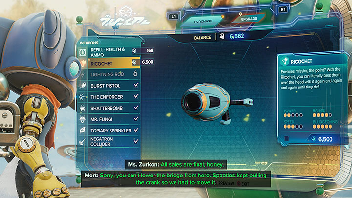 Drugim opcjonalnym krokiem jest spotkanie się z Panią Zurkon, która prowadzi sklep obok fabryki - Ratchet & Clank Rift Apart: Zbadanie anomalii, kryjówka Rivet - solucja - Ratchet & Clank Rift Apart - poradnik do gry