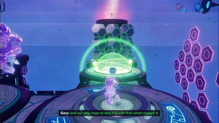 Dotrzyjcie do pokazanej na obrazku barykady i umieśćcie sferę szybkości w slocie tuż przed nią - Ratchet & Clank Rift Apart: Zbadanie anomalii, kryjówka Rivet - solucja - Ratchet & Clank Rift Apart - poradnik do gry