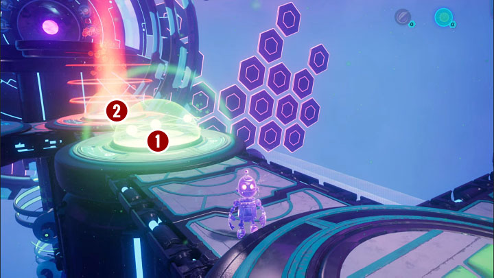 Pozostałe dwie sfery umieśćcie dalej na głównej ścieżce - Ratchet & Clank Rift Apart: Zbadanie anomalii, kryjówka Rivet - solucja - Ratchet & Clank Rift Apart - poradnik do gry