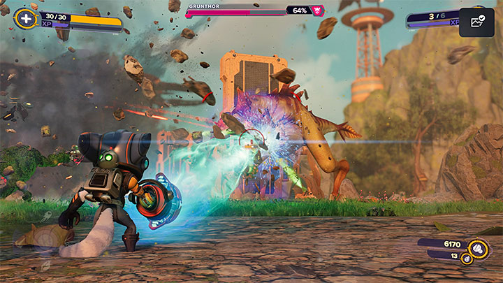 Musicie wyruszyć na wschód od fabryki gelatonium - Ratchet & Clank Rift Apart: Zbadanie anomalii, kryjówka Rivet - solucja - Ratchet & Clank Rift Apart - poradnik do gry
