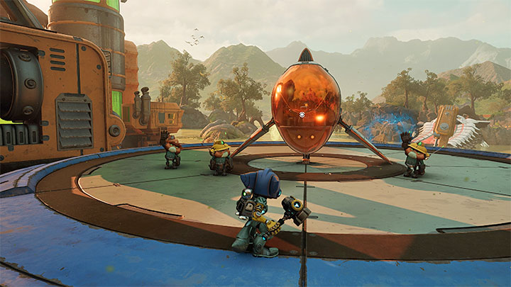 W celu kontynuowania postępów w głównej fabule wejdźcie w interakcję ze statkiem kosmicznym znajdującym się obok fabryki i jako cel podróży wybierzcie Chmurę Szczątków Scarstu - Ratchet & Clank Rift Apart: Pokonanie Troponogi i opuszczenie planety - solucja - Ratchet & Clank Rift Apart - poradnik do gry